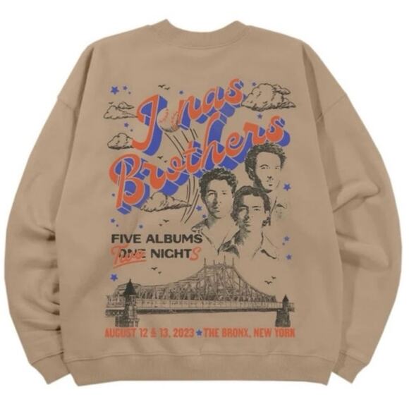 Jonas Brothers 2023 Bronx New York Yankee Stadium Crewneck, Size S, New w/o tag - Picture 1 of 11
